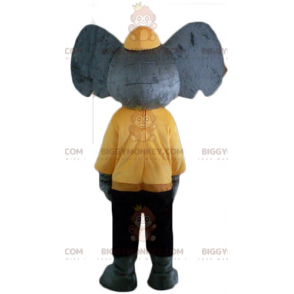BIGGYMONKEY™ Maskottchenkostüm grauer Elefant in gelb-schwarzem
