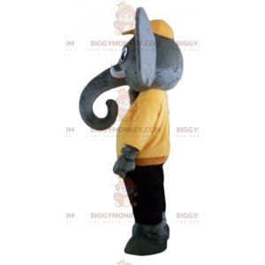 Disfraz de mascota BIGGYMONKEY™ de elefante gris con traje amarillo y negro - Mascotas de elefante - BiggyMonkey.com