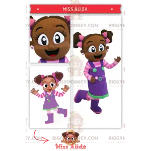 BIGGYMONKEY™ Mascottekostuum van Afrikaans meisje in roze en