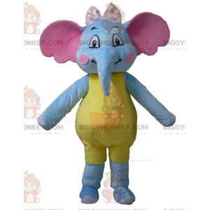 Alluring and Colorful Blue Yellow and Pink Elephant