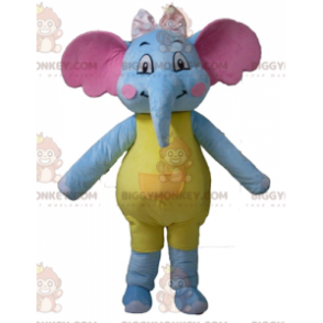 Lokkende og farverig blågul og lyserød elefant BIGGYMONKEY™