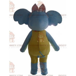 Fato de mascote BIGGYMONKEY™ sedutor e colorido azul amarelo e