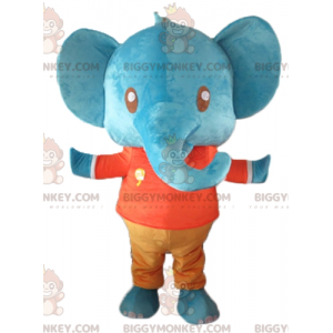 BIGGYMONKEY™ Mascot Costume Giant Blue Elephant in Red and