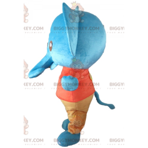 BIGGYMONKEY™ Mascot Costume Giant Blue Elephant in Red and