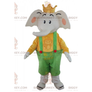 Kostým slona s maskotem BIGGYMONKEY™ ve žlutém a zeleném