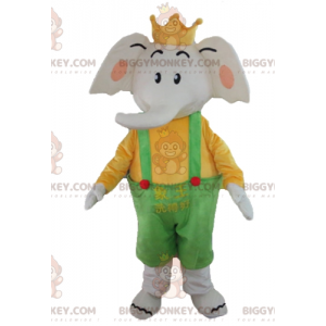 Traje de mascote BIGGYMONKEY™ de elefante em traje amarelo e