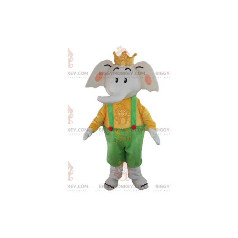 BIGGYMONKEY™ Maskottchen-Kostüm eines Elefanten im gelben und BIGGYMONKEY™ Maskottchen-Kostüm eines Elefanten im gelben und