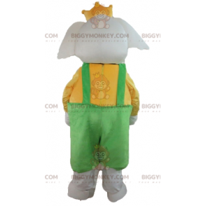 BIGGYMONKEY™ Mascot Costume of Elephant in Yellow and Green Outfit with Crown - Elephant mascots - BiggyMonkey.com