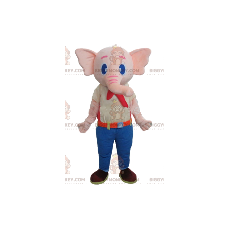 deze Lenen Harmonie Roze olifant BIGGYMONKEY™-mascottekostuum met Besnoeiing L (175-180 cm)