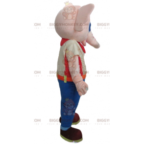 Disfraz de mascota de elefante rosa BIGGYMONKEY™ con atuendo colorido - Mascotas de elefante - BiggyMonkey.com