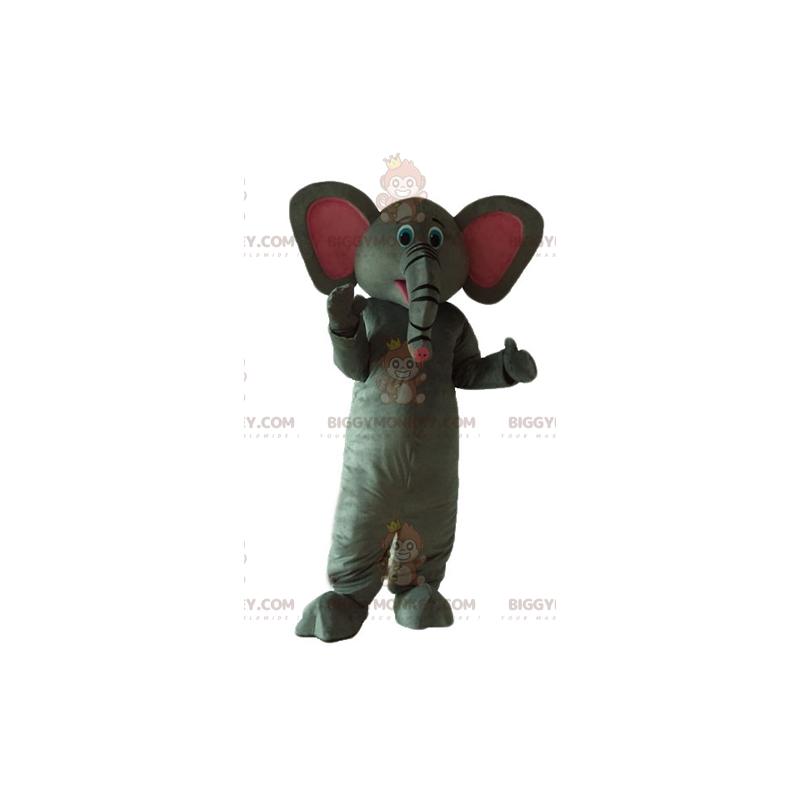 Costume de mascotte BIGGYMONKEY™ d'éléphant gris et rose mignon Costume de mascotte BIGGYMONKEY™ d'éléphant gris et rose mignon