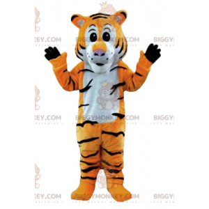 Orange hvid og sort stribet tiger BIGGYMONKEY™ maskot kostume -