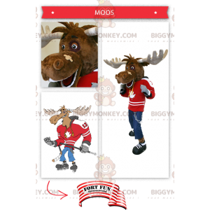 Costume de mascotte BIGGYMONKEY™ de caribou joueur de hockey -