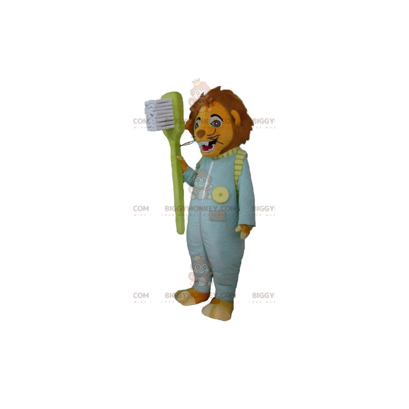 Tiger BIGGYMONKEY™ maskotkostume med jumpsuit og tandbørste - Tiger BIGGYMONKEY™ maskotkostume med jumpsuit og tandbørste -