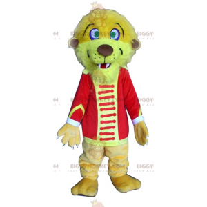 BIGGYMONKEY™ Mascot Costume Yellow Tiger Lion In Circus Outfit