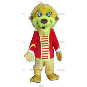 BIGGYMONKEY™ mascottekostuum gele tijger leeuw in circus outfit