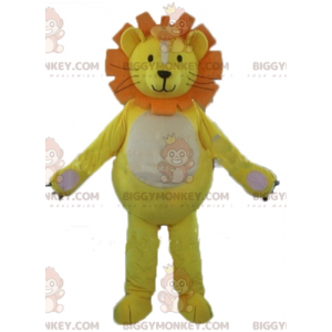 BIGGYMONKEY™ Lion Cub Mascot Costume Yellow White Orange -