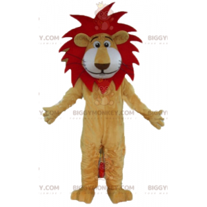 Kostým maskota BIGGYMONKEY™ Červeno-bílý béžový lev s