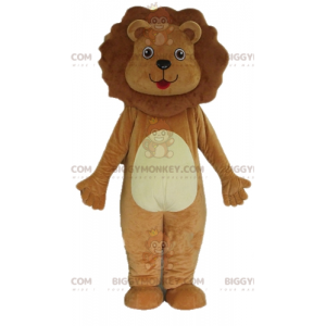 Sød og indtagende brun og hvid løve BIGGYMONKEY™ maskotkostume
