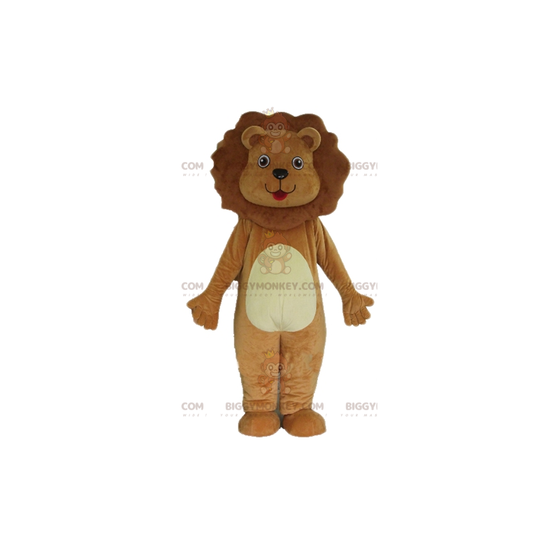 Traje de mascote bonito e cativante de leão marrom e branco Traje de mascote bonito e cativante de leão marrom e branco