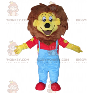 Traje de mascote BIGGYMONKEY™ do pequeno leão amarelo e marrom