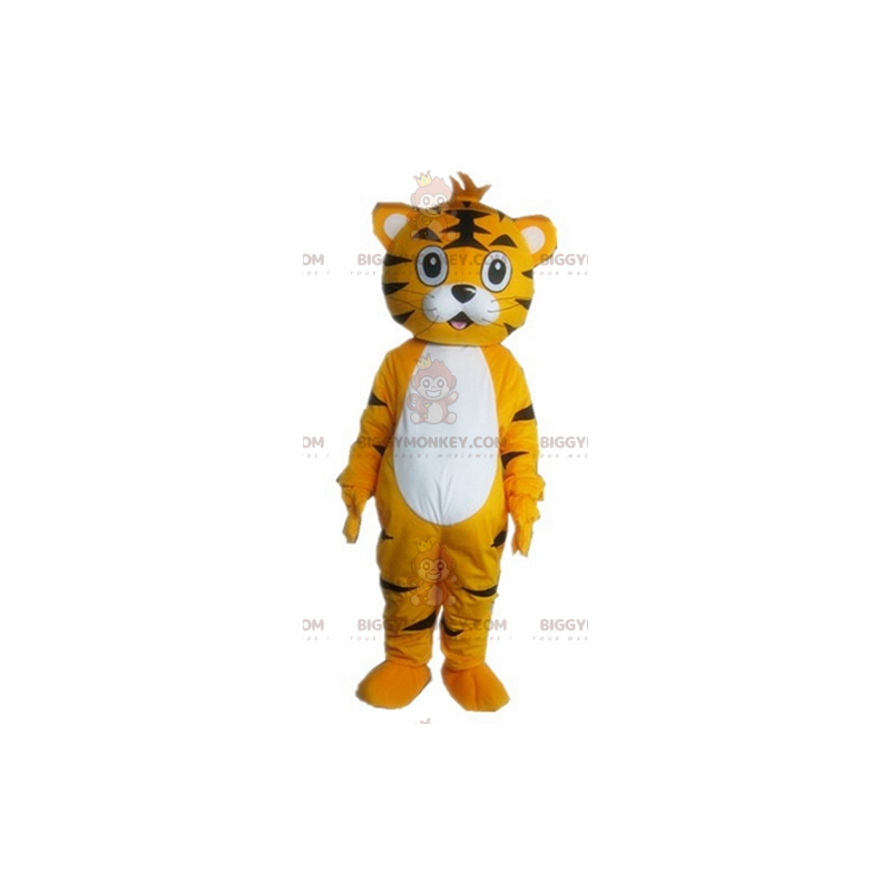 Costume da mascotte Big Cat Tiger BIGGYMONKEY™ arancione bianco