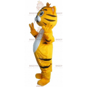 Traje de mascote BIGGYMONKEY™ Tigre Grande Gato Laranja Branco