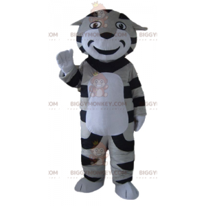 Kostým maskota BIGGYMONKEY™ Grey Black & White Tabby Cat Tiger