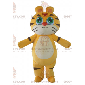 Costume de mascotte BIGGYMONKEY™ de tigre de chat jaune blanc