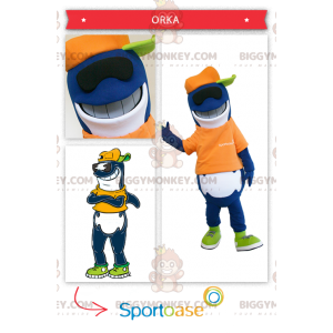 Blauw-witte orkahaai BIGGYMONKEY™ mascottekostuum -