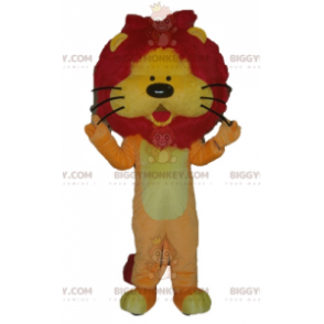 BIGGYMONKEY™ Costume da mascotte Leone giallo arancio e rosso