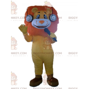 BIGGYMONKEY™ Mascot Costume Orange Yellow And White Lion With