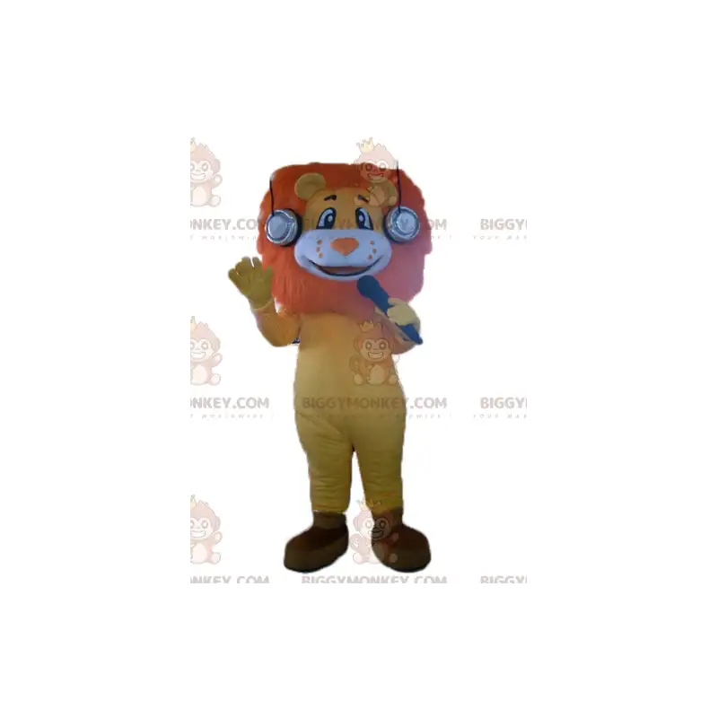 BIGGYMONKEY™ Mascot Costume Orange Yellow And White Lion With BIGGYMONKEY™ Mascot Costume Orange Yellow And White Lion With