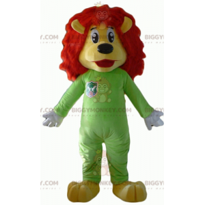 BIGGYMONKEY™ maskottiasu, keltainen ja punainen leijona, jossa