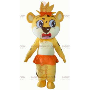BIGGYMONKEY™ Gul Hvid Orange Tigerunge-maskotkostume -