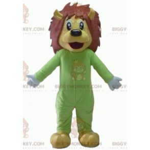 BIGGYMONKEY™ Mascot Costume of Yellow and Brown Lion in Green
