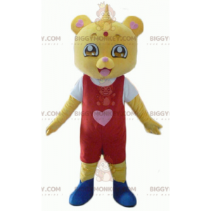 BIGGYMONKEY™ Μασκότ Κοστούμι Κίτρινο Teddy σε κόκκινη και λευκή στολή - Μασκότ αρκούδας - BIGGYMONKEY_02880 - BiggyMonkey.com