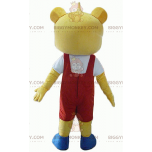 BIGGYMONKEY™ Costume da mascotte Teddy giallo in abito rosso e