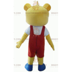 BIGGYMONKEY™ Maskotdrakt Gul Teddy i rødt og hvitt antrekk - Bjørn maskot - BIGGYMONKEY_02880 - BiggyMonkey.com