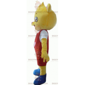 BIGGYMONKEY™ Maskotdrakt Gul Teddy i rødt og hvitt antrekk - Bjørn maskot - BIGGYMONKEY_02880 - BiggyMonkey.com
