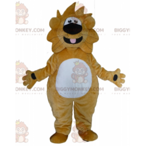 Vtipný a přátelský kostým maskota Velkého žlutého a bílého lva BIGGYMONKEY™ - Maskoti lva - BIGGYMONKEY_02887 - BiggyMonkey.com