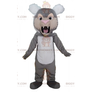 BIGGYMONKEY™ Roaring Gray White And Tan Tiger Mascot Costume -