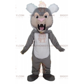 BIGGYMONKEY™ Brüllendes Tiger-Maskottchen-Kostüm in Grau, Weiß
