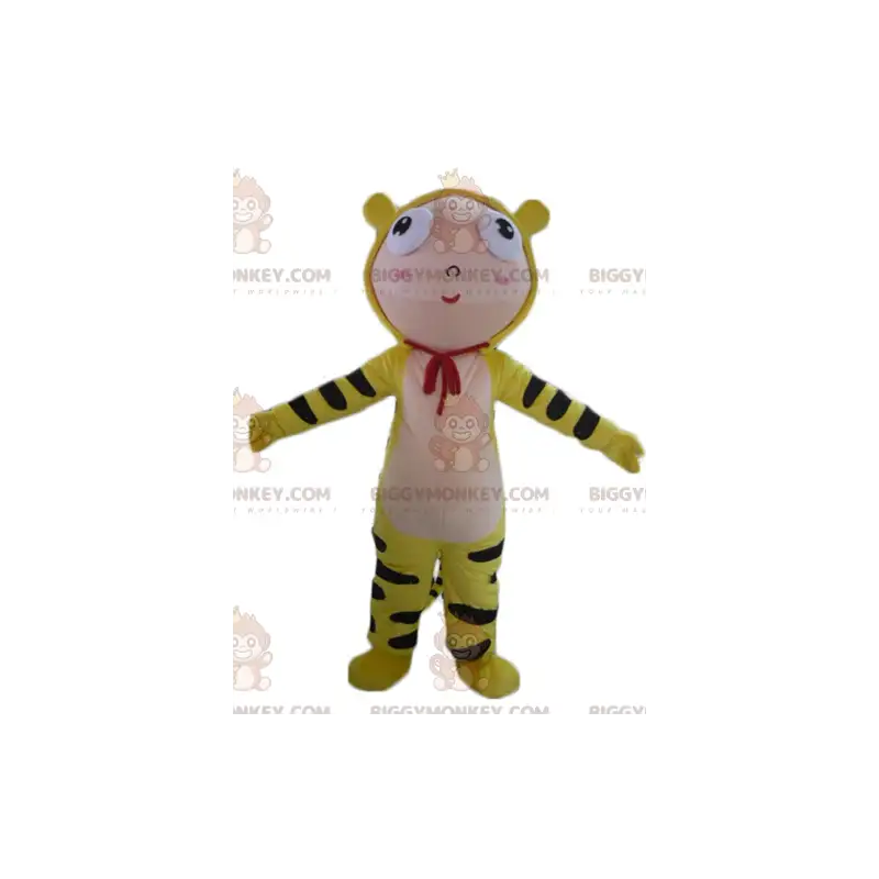 Drengens BIGGYMONKEY™ maskotkostume klædt i gult tigerkostume - Drengens BIGGYMONKEY™ maskotkostume klædt i gult tigerkostume -