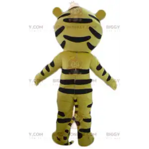 Drengens BIGGYMONKEY™ maskotkostume klædt i gult tigerkostume -