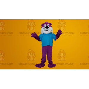 Purple and White Bulldog Dog BIGGYMONKEY™ Mascot Costume -