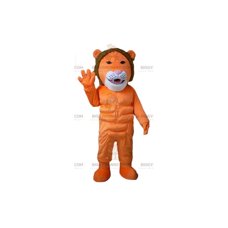 Costume mascotte BIGGYMONKEY™ leone bianco e marrone molto Costume mascotte BIGGYMONKEY™ leone bianco e marrone molto