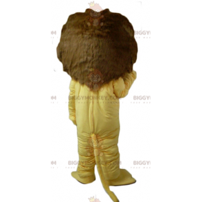Traje de mascote BIGGYMONKEY™ de leão amarelo e marrom com