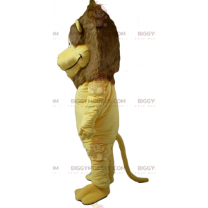 BIGGYMONKEY™ maskotdräkt av gult och brunt lejon med stor hårig man - Lion maskot - BIGGYMONKEY_02894 - BiggyMonkey.com