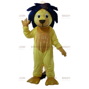 BIGGYMONKEY™ Mascot Costume Yellow Lion with Blue Mane –